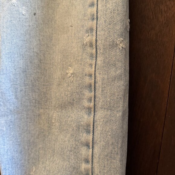 Vintage 90s Distressed Wrangler Relaxed Fit Barrel Mom Jeans 29x30 Light Denim - Picture 8 of 8